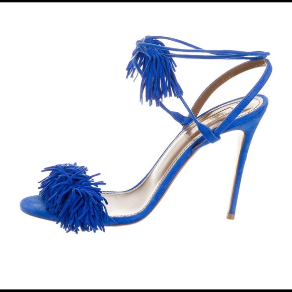 Aquazurra royal blue fringe sandals - Picture 2 of 6
